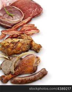 Meat Assortment On White Background