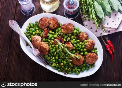 meat balls on plate and on a table