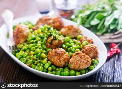 meat balls on plate and on a table