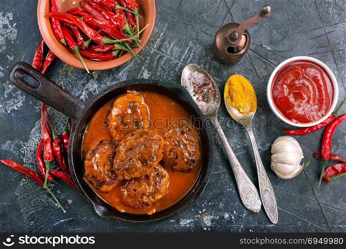 meat balls with tomato sauce, stock photo