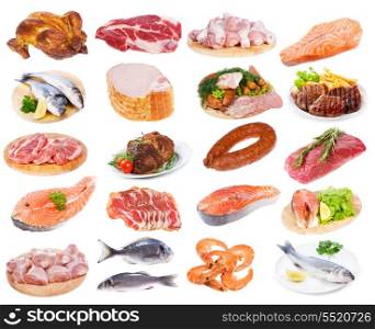 meat collection on a white backgtround