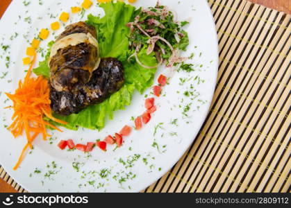 Meat cuisine - kebab served in plate