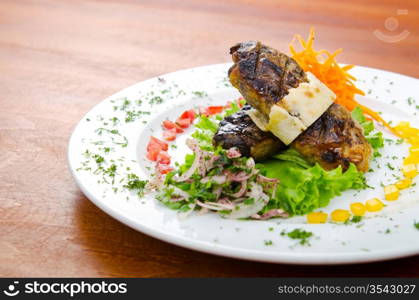 Meat cuisine - kebab served in plate