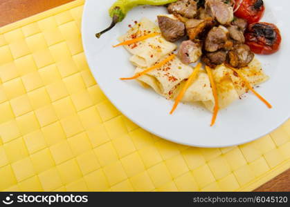 Meat cuisine - kebab served in plate