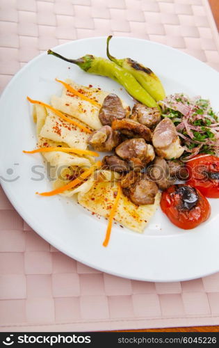 Meat cuisine - kebab served in plate