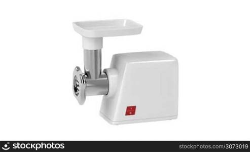 Meat grinder spin on white background