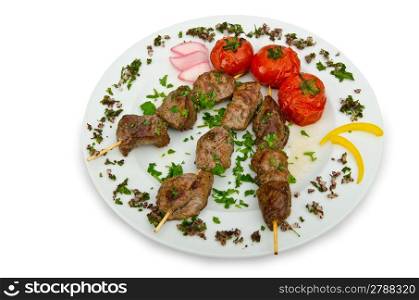 Meat kebab served in plate