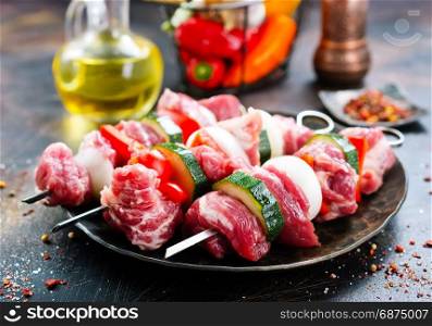 meat kebab with vegetables and aroma spice