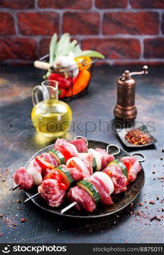 meat kebab with vegetables and aroma spice