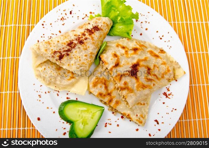 Meat pancakes in plate