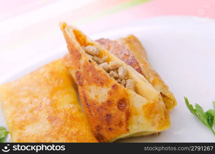 Meat pancakes served in the plate