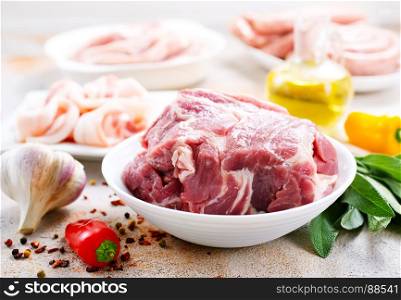 meat priducts and aroma spice on a table