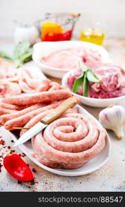 meat priducts and aroma spice on a table