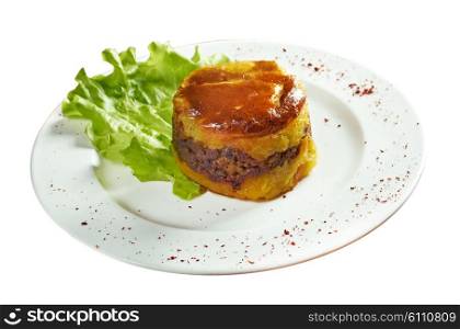 Meat pudding. closeup.isolated