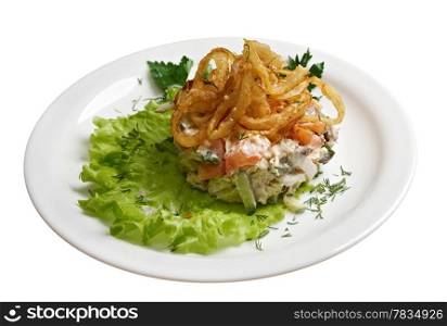 meat salad with vegetable.isolated
