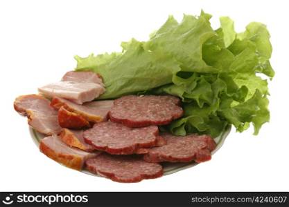 Meat, sausage and salad