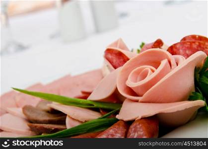 Meat selection in the plate