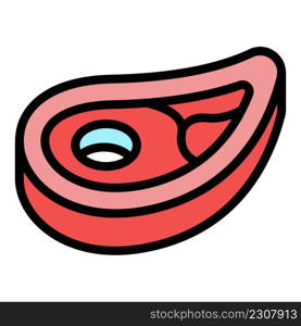 Meat steak icon. Outline meat steak vector icon color flat isolated. Meat steak icon color outline vector
