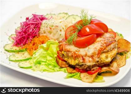 Meat steak with vegetables - tasty dish