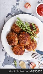 meatballs on plate and on a table