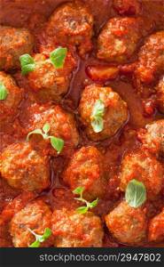 meatballs with tomato sauce closeup