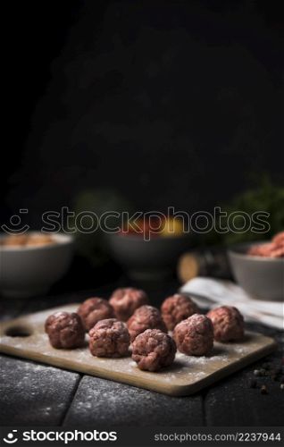 meatballs wooden board ingredients