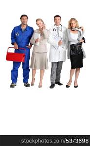 Mechanic, receptionist, doctor and hairdresser.