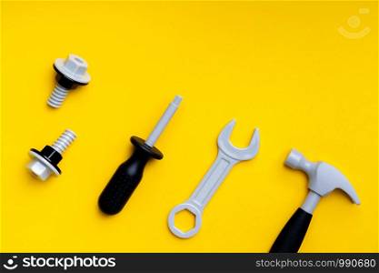 Mechanic set toy for Kid in creative education concept in flat lay
