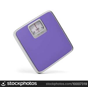 Mechanical bathroom scale on white background
