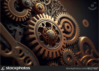 Mechanical gears mechanics. Generative Ai. High quality illustration. Mechanical gears mechanics. Generative Ai.