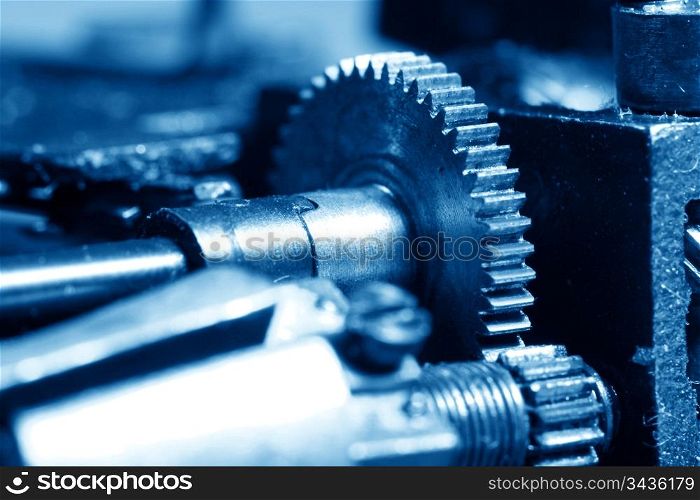 mechanical metal gear macro close up