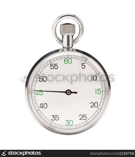 Mechanical stopwatch isolated on white background. Mechanical stopwatch