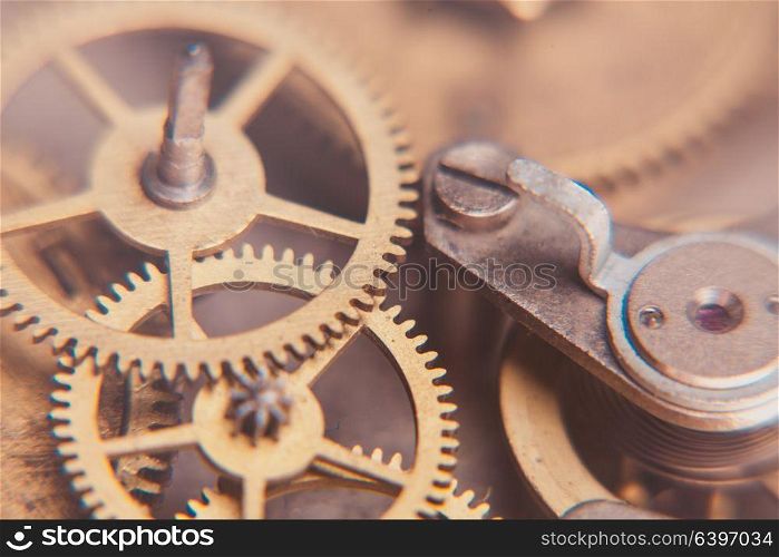 Mechanical watches mechanism very close up, blurred background for design. Mechanical watches background