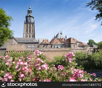 medeival skyline of old city zutphen in dutch province of gelderland