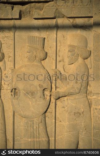 Medes and Persians - ancient soldiers, detail, Apadana staircase, [capital city of Persian empire, Darius ] Persepolis Iran