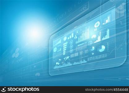 Media background. Background image with media screen. Diagrams and graphs