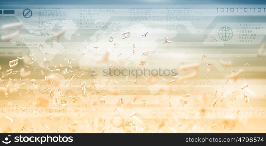 Media background. Background media image with digital map and icons