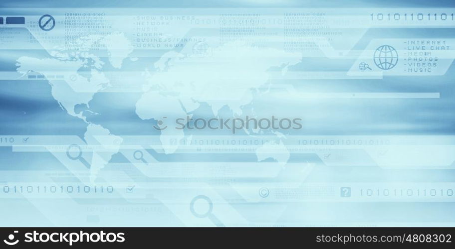 Media background. Background media image with digital map and icons