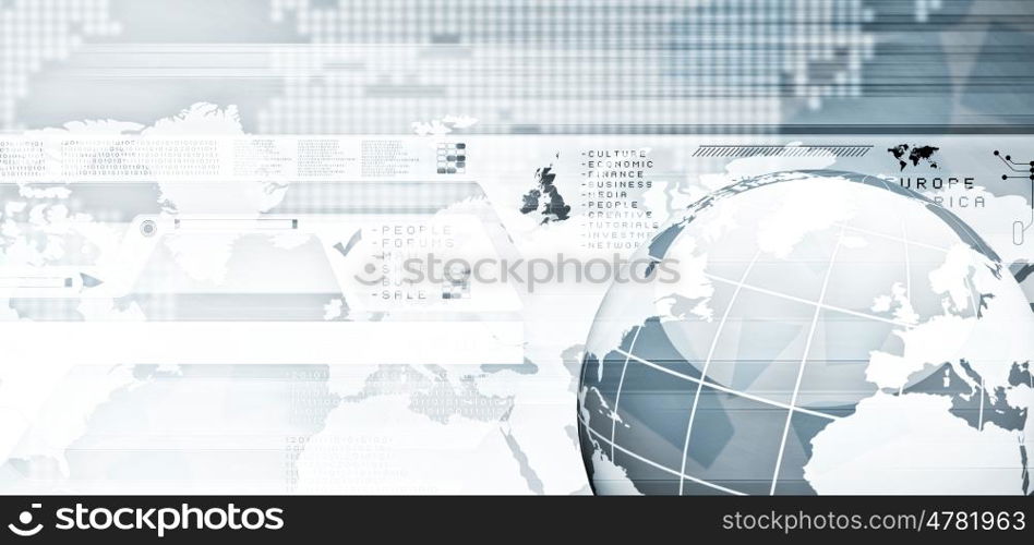 Media background. Digital background image with icons and globe