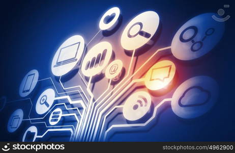 Media business background. Digital background image with networking connection and cloud computing concept