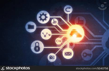 Media business background. Digital background image with networking connection and cloud computing concept