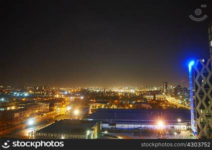 Media City, Cityscape at night, Manchester, UK