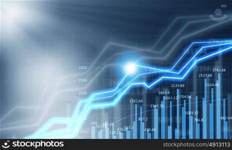 Media concept. Background media blue image with digital graphs and icons