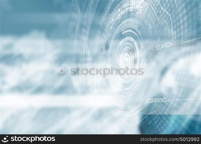 Media concept. Background media blue image with digital icons