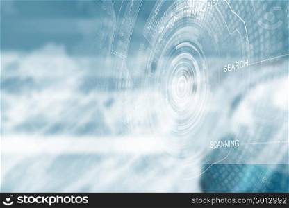 Media concept. Background media blue image with digital icons