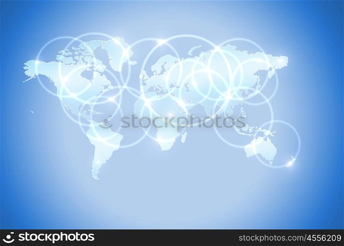 Media globalization. Background conceptual digital image with world map