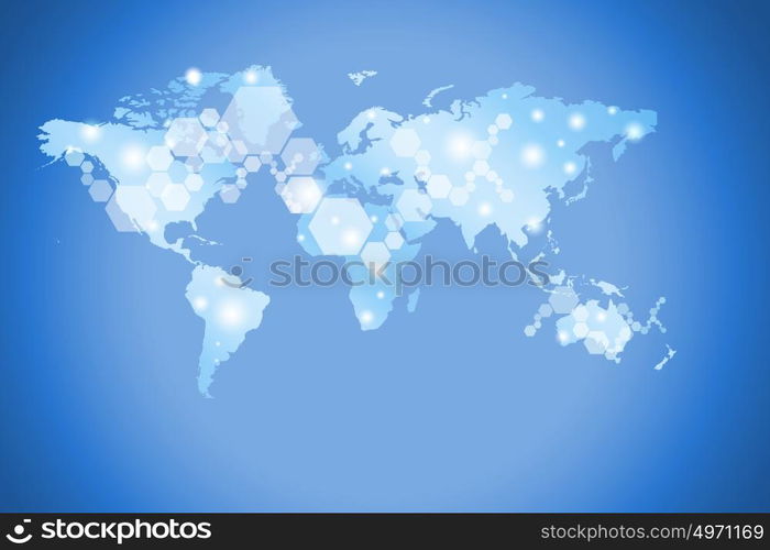 Media globalization. Background conceptual digital image with world map