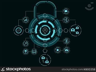 Media interface background. Background image with icons and buttons as media concept
