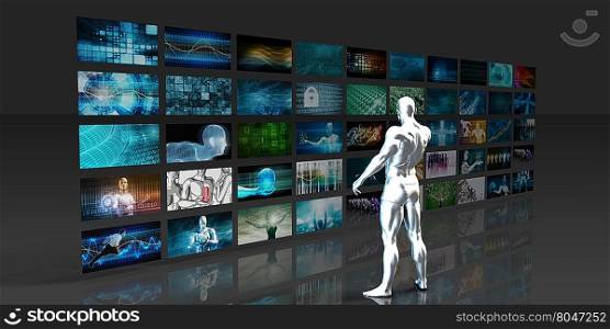 Media Monitoring as a Marketing Mass Communications Concept Art