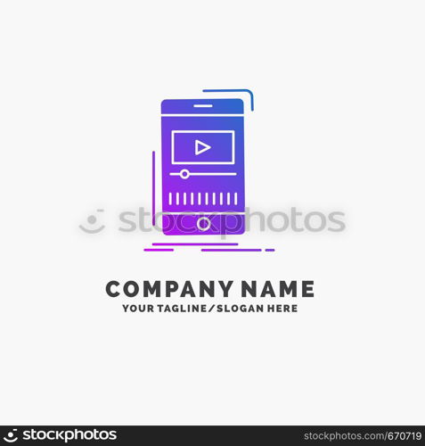 media, music, player, video, mobile Purple Business Logo Template. Place for Tagline.. Vector EPS10 Abstract Template background